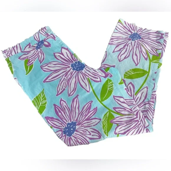 Lilly Pulitzer Floral Crop Pants Women’s 8 Cotton Straight Leg - Picture 2 of 7
